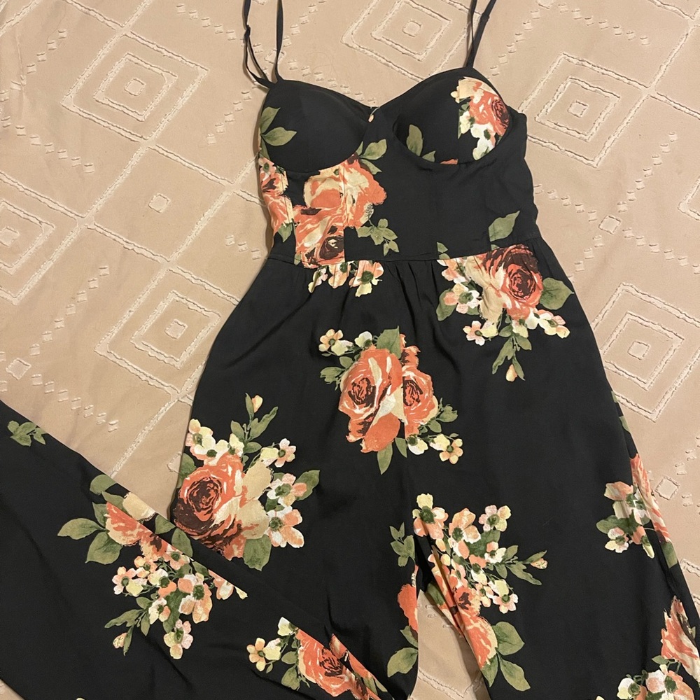 Band of Gypsies Black Floral Jumpsuit
